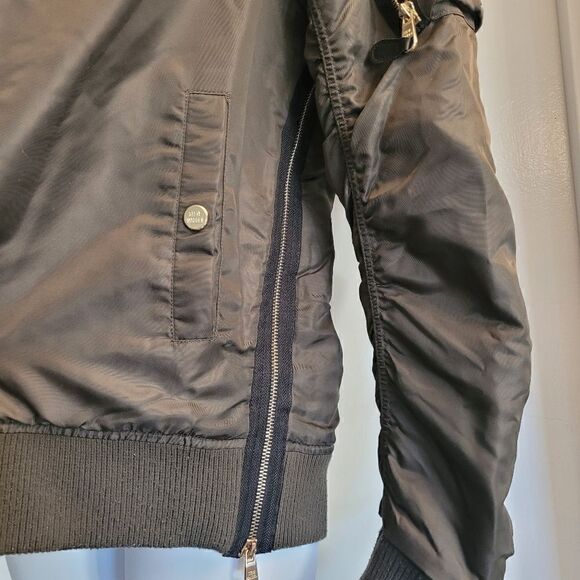 STEVE MADDEN parachute Bomber Satin jacket side zip teddy bear fleece lining, - Picture 9 of 13